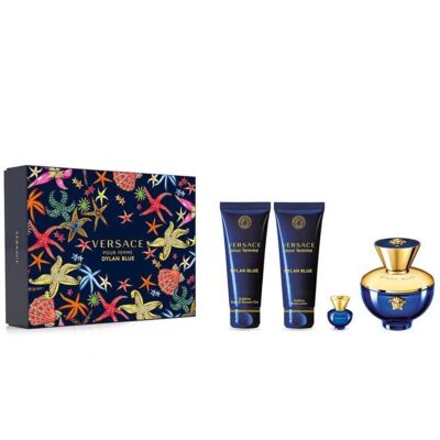 Gift Set Versace Pour Femme Dylan Blue 4pcs (EDP 100ml & EDP 5ml & Body Lotion 100ml & Shower gel 100ml)