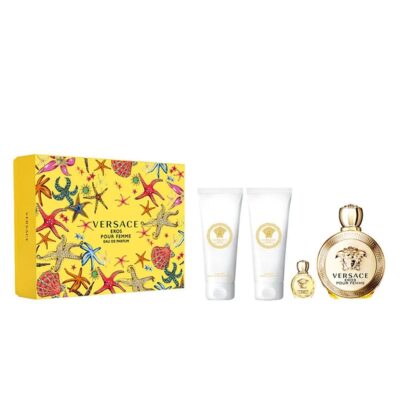 Gift Set Versace Eros Pour Femme 4pcs (EDP 100ml & EDP 5ml & Body Lotion 100ml & Shower Gel 100ml)