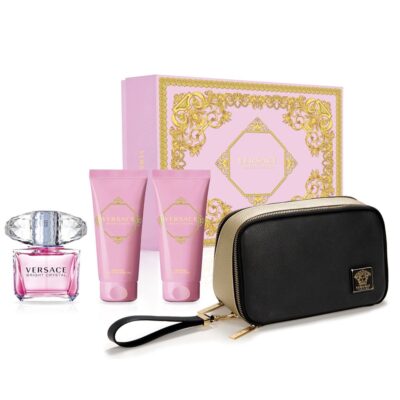 Gift Set Versace Bright Crystal 4pcs (EDT 90ml & Body Lotion 100ml & Shower Gel 100ml & Travel Bag)