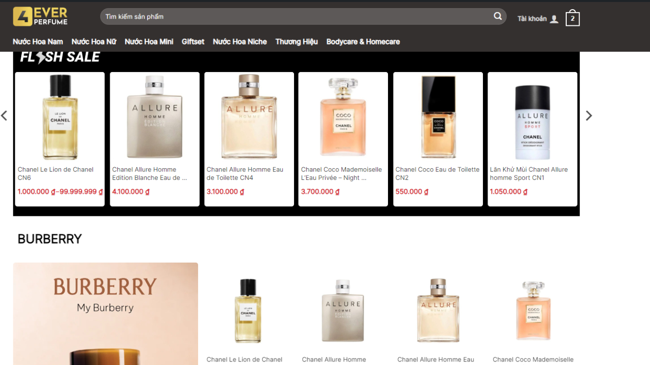 Truy cập vào website 4everperfume.net